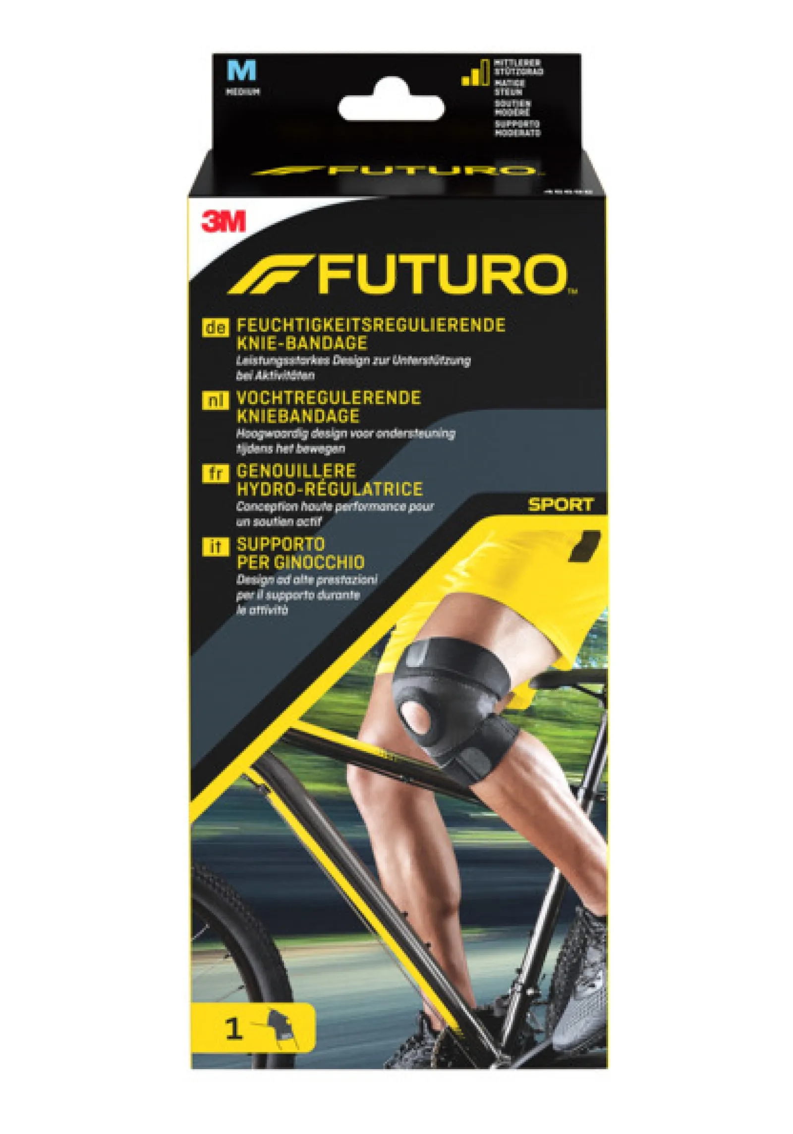 FUTURO™ Feuchtigkeitsregulierende Knie-Bandage, M SPORT (38.1 - 43.2 cm)